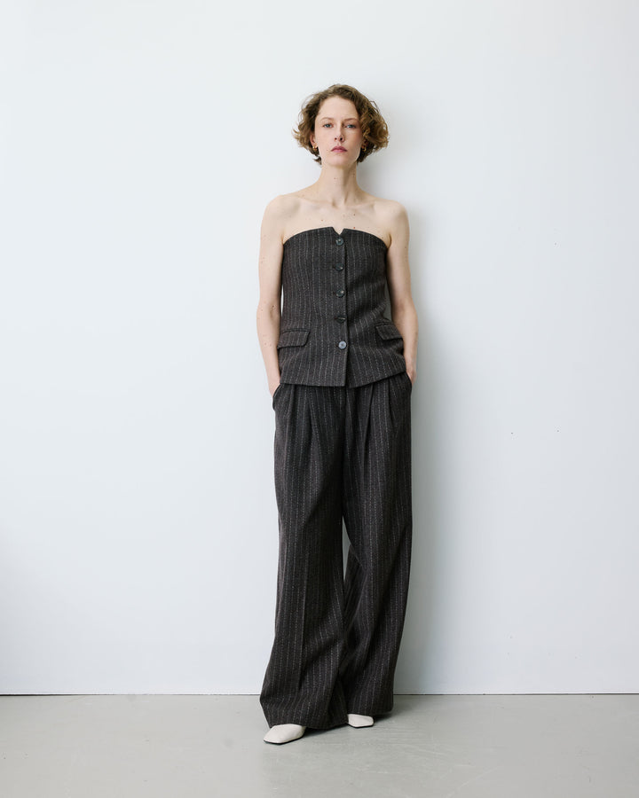 Top a bustier in misto lana a righe cioccolato Burton