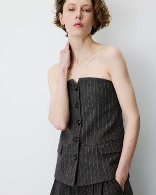 Bustier en laine mélangée à rayures chocolat Burton