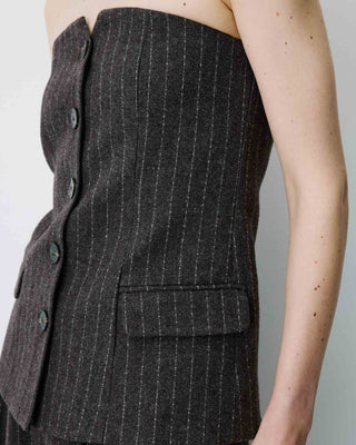Bustier en laine mélangée à rayures chocolat Burton
