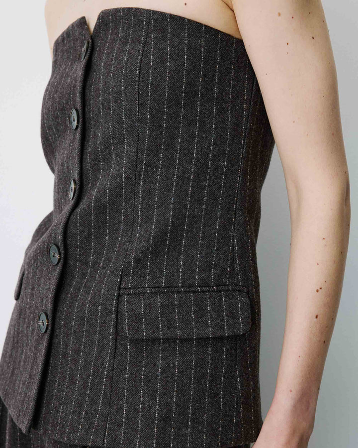 Top a bustier in misto lana a righe cioccolato Burton