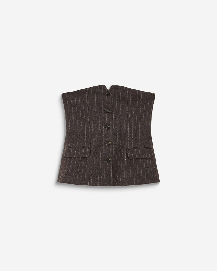 Top a bustier in misto lana a righe cioccolato Burton