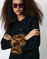 Gilet en maille poignets fausse fourrure noir Bambino