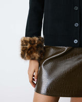 Gilet en maille poignets fausse fourrure noir Bambino
