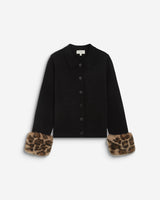 Gilet en maille poignets fausse fourrure noir Bambino