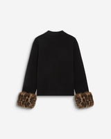 Gilet en maille poignets fausse fourrure noir Bambino