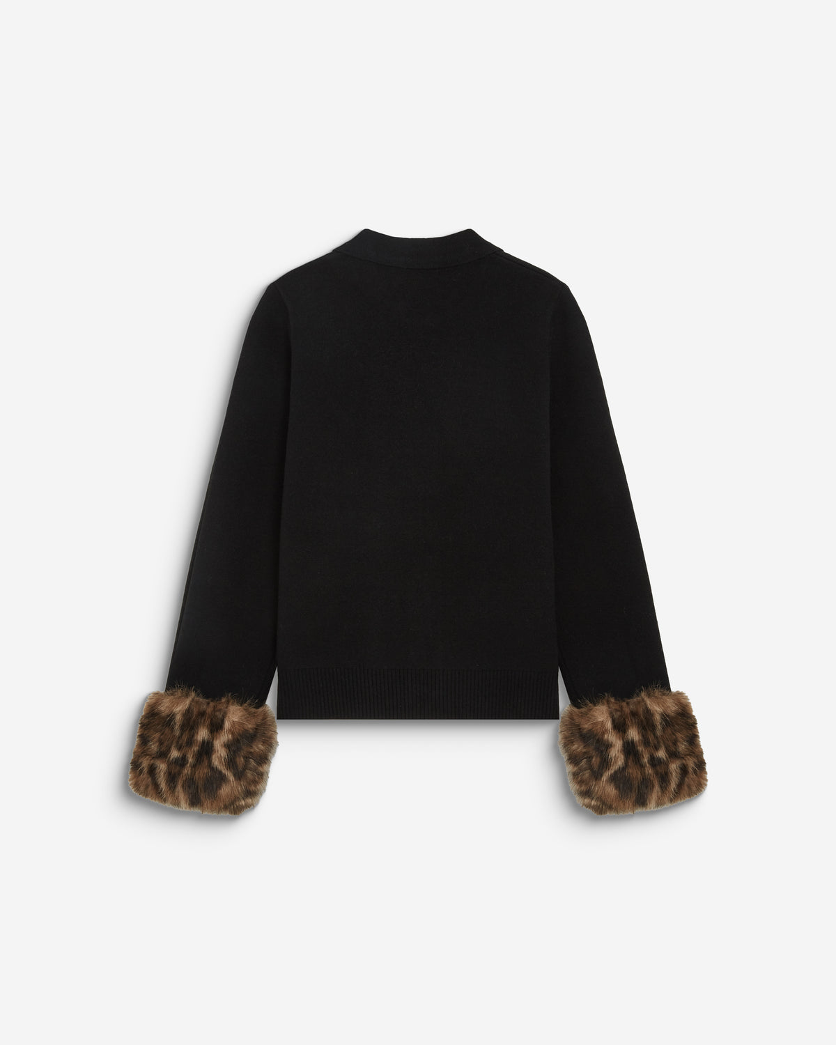 Gilet en maille poignets fausse fourrure noir Bambino