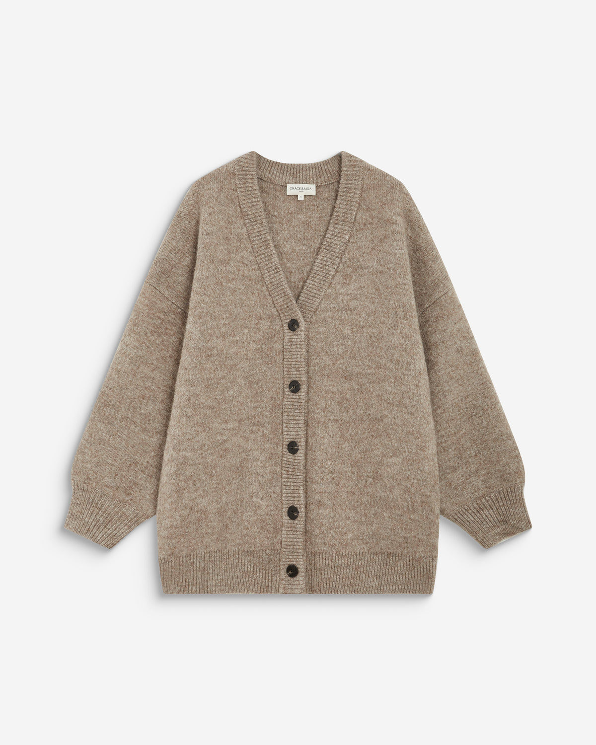 Oversized knitted V-neck cardigan mocha Bloom