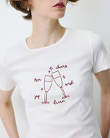 Camiseta de algodón con mensaje ivoire Bubble
