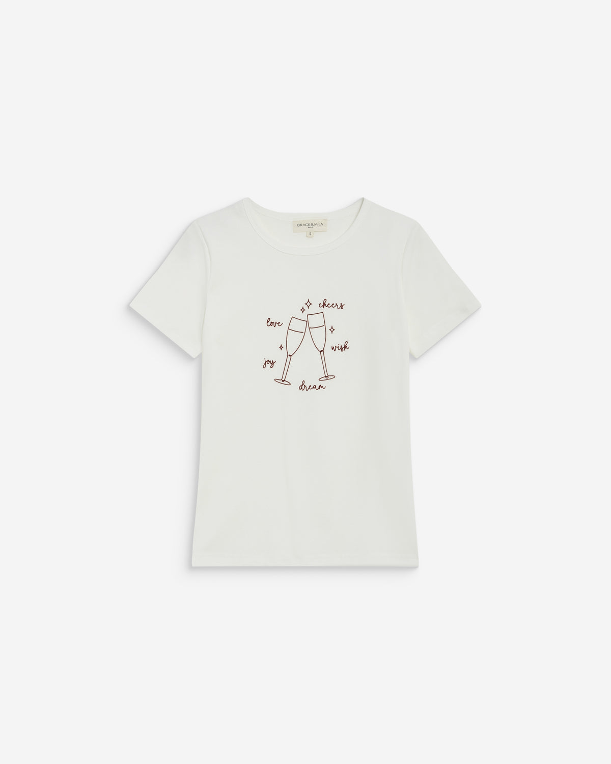 Camiseta de algodón con mensaje ivoire Bubble