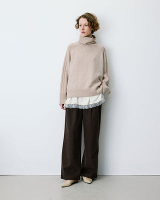 Oversized cable-knit turtleneck jumper grege Bastille