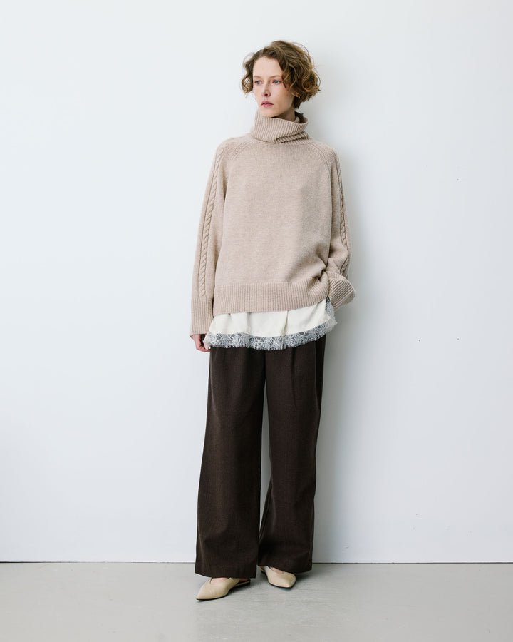 Oversized cable-knit turtleneck jumper grege Bastille