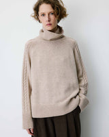 Oversized cable-knit turtleneck jumper grege Bastille