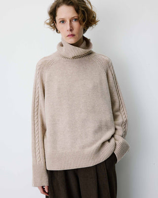 Oversized cable-knit turtleneck jumper grege Bastille