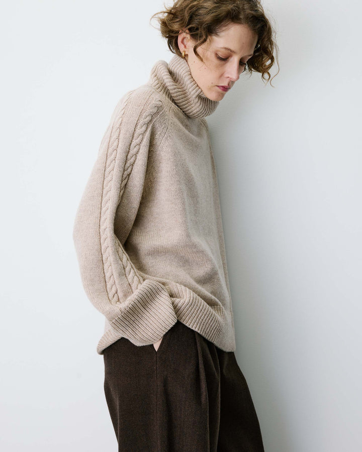 Oversized cable-knit turtleneck jumper grege Bastille