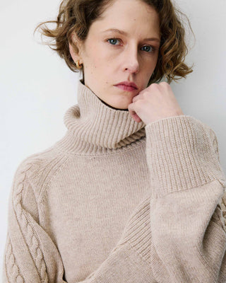Oversized cable-knit turtleneck jumper grege Bastille