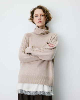 Oversized cable-knit turtleneck jumper grege Bastille