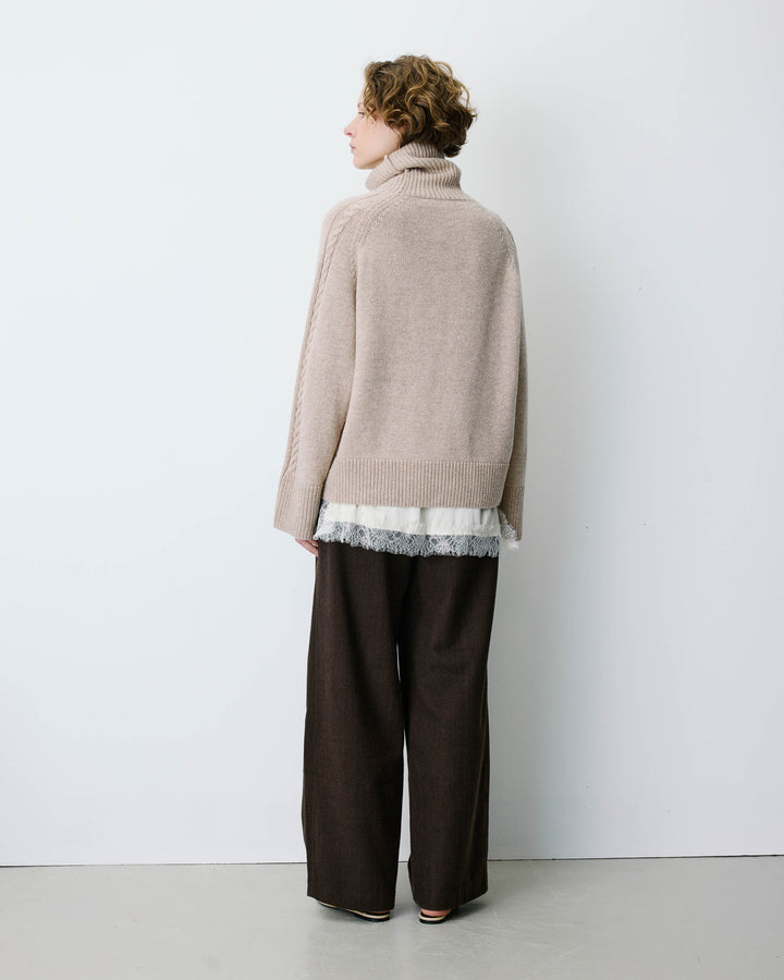 Oversized cable-knit turtleneck jumper grege Bastille