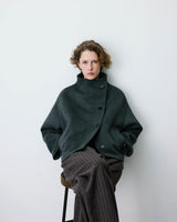 Wool-blend short coat with high collar anthracite Blanca