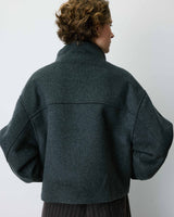 Wool-blend short coat with high collar anthracite Blanca