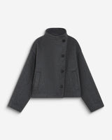 Wool-blend short coat with high collar anthracite Blanca