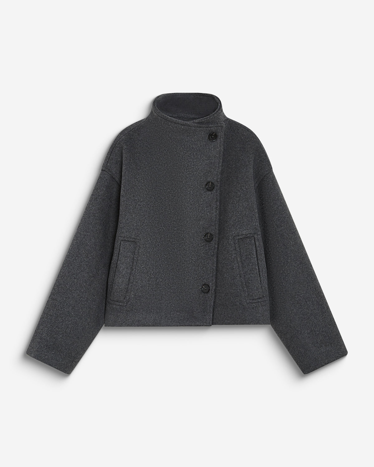 Wool-blend short coat with high collar anthracite Blanca