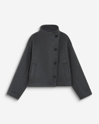 Wool-blend short coat with high collar anthracite Blanca