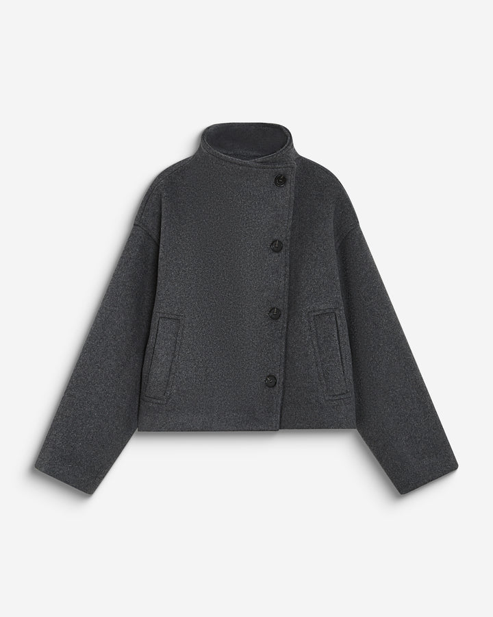 Wool-blend short coat with high collar anthracite Blanca