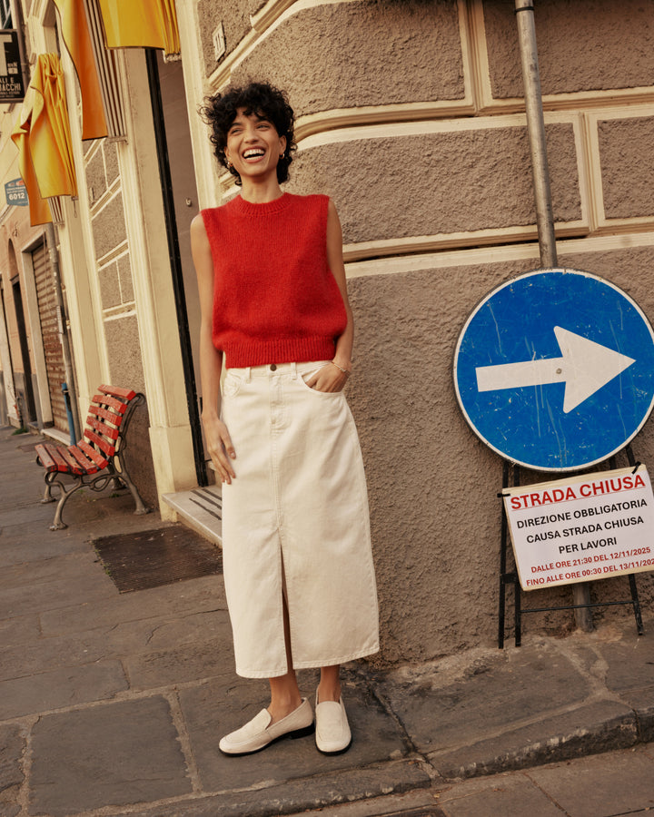 Falda vaquera larga ecru Varenne