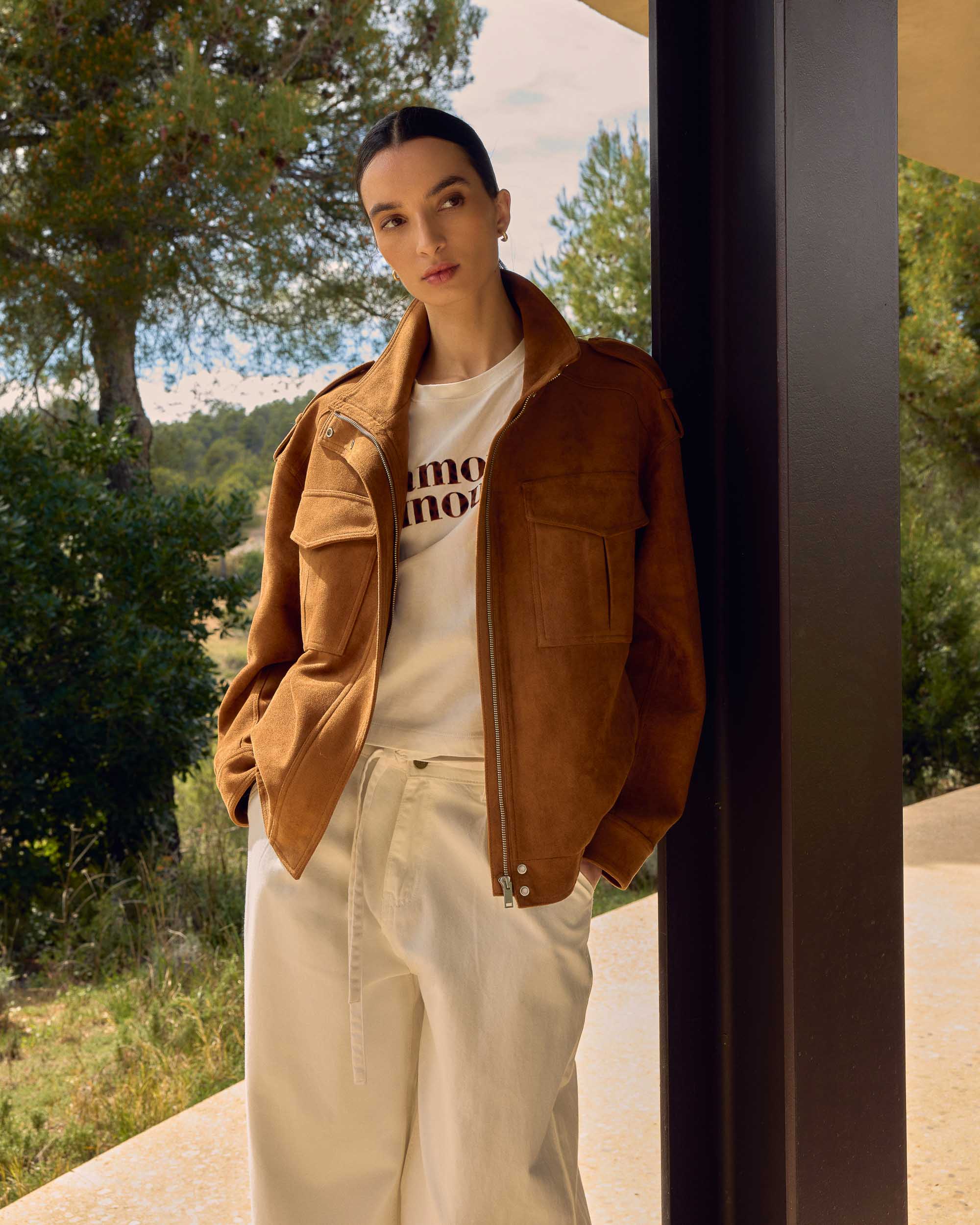 Chaqueta oversize efecto ante camel Arielle