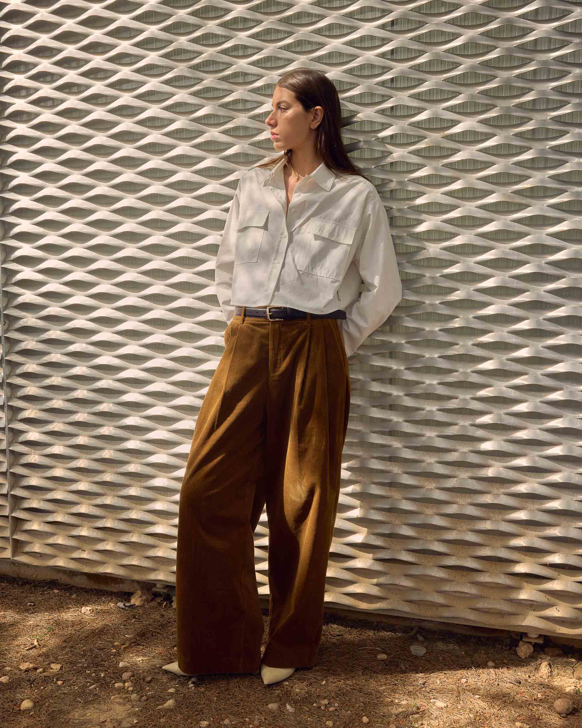 Pantalón de pana de pierna ancha coffee Abriel