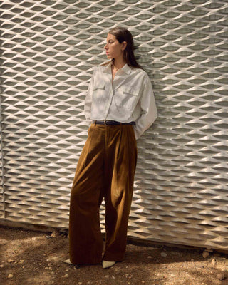 Pantalón de pana de pierna ancha coffee Abriel