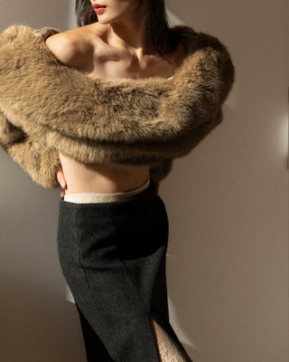 Faux fur coat greige Shonna