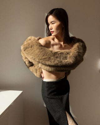 Manteau fausse fourrure greige Shonna