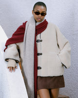 Oversized shearling coat ecru Simon