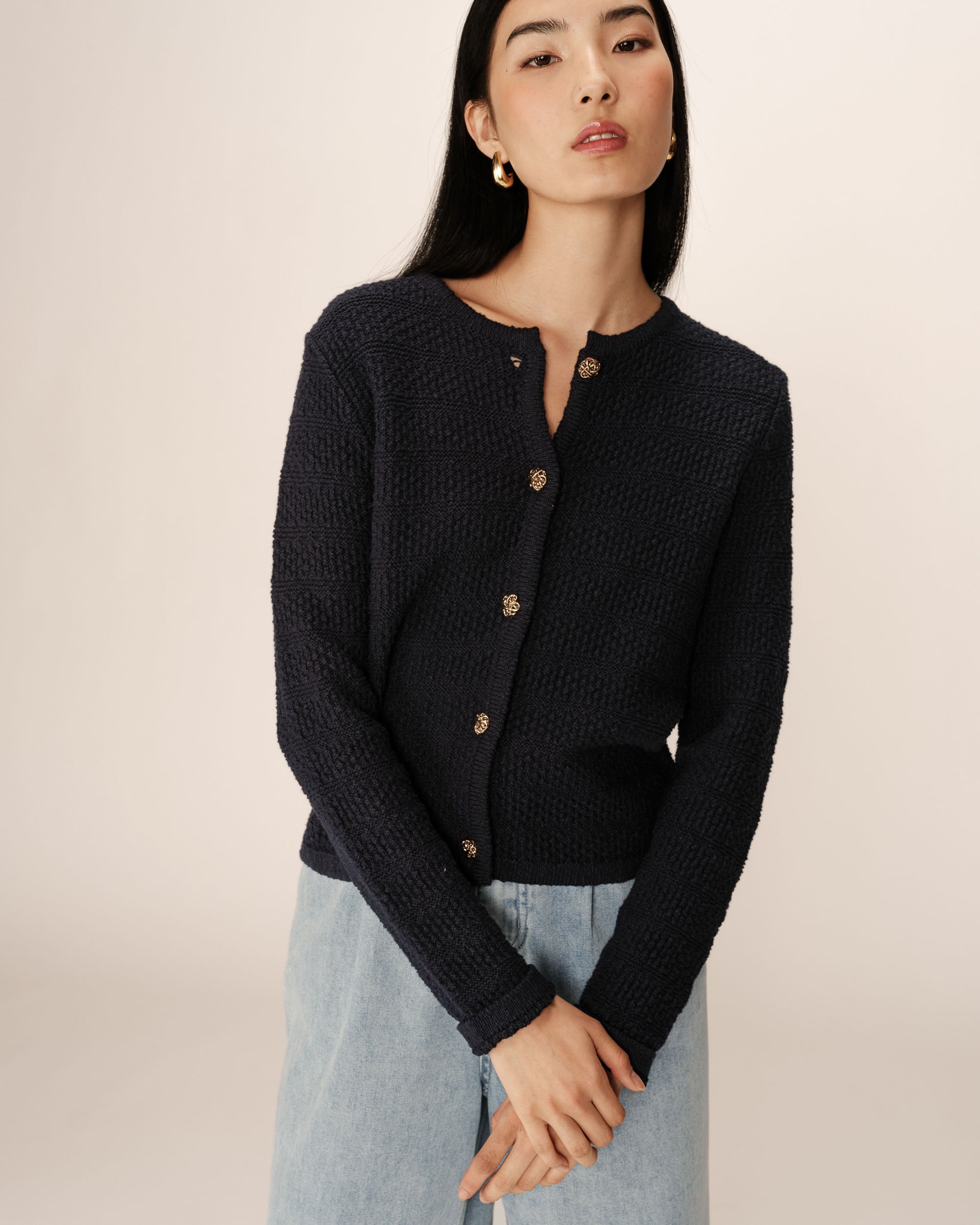Knit cardigan navy Paca