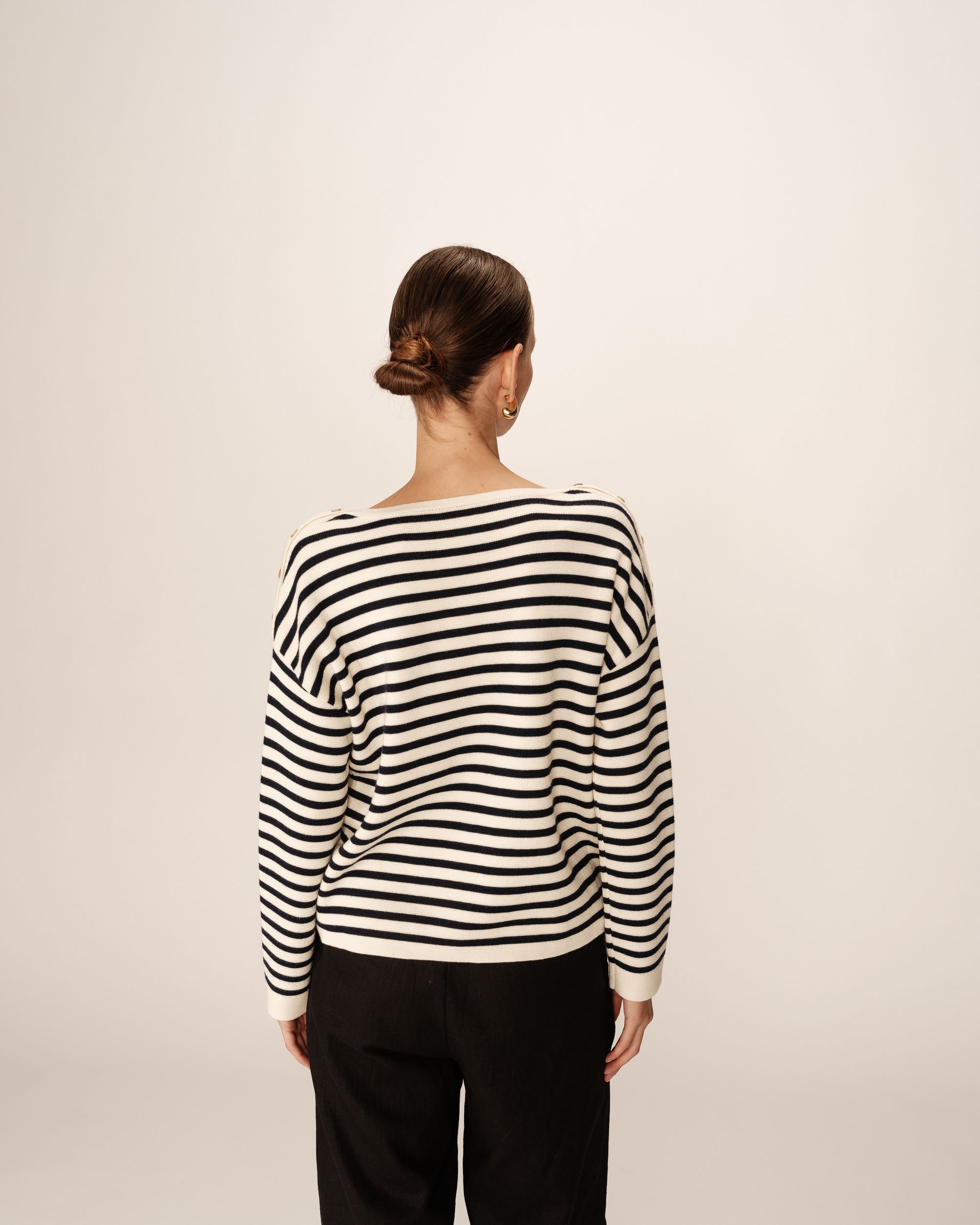 Striped sweater ecru Pachamama_12897