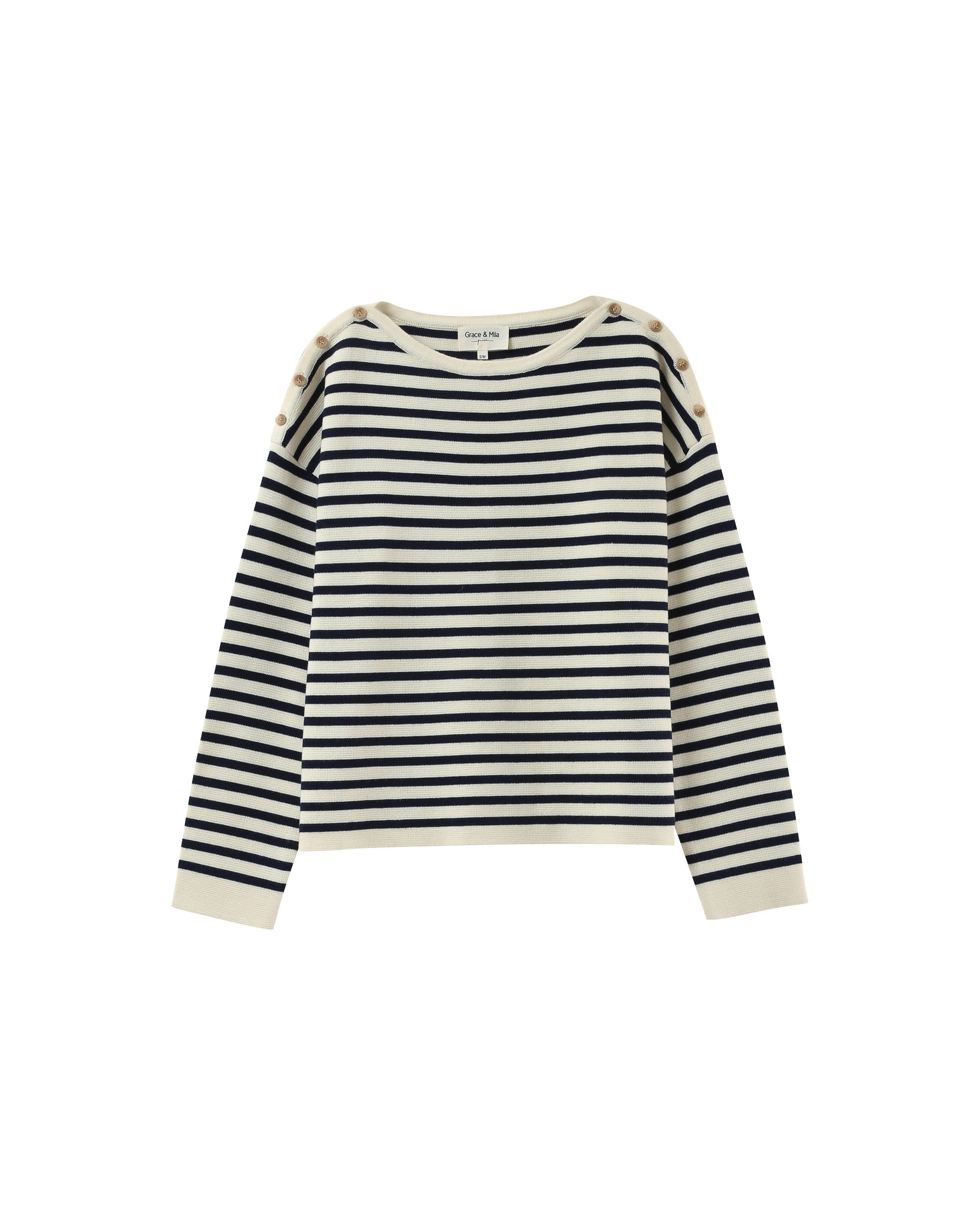 Striped sweater ecru Pachamama_12897