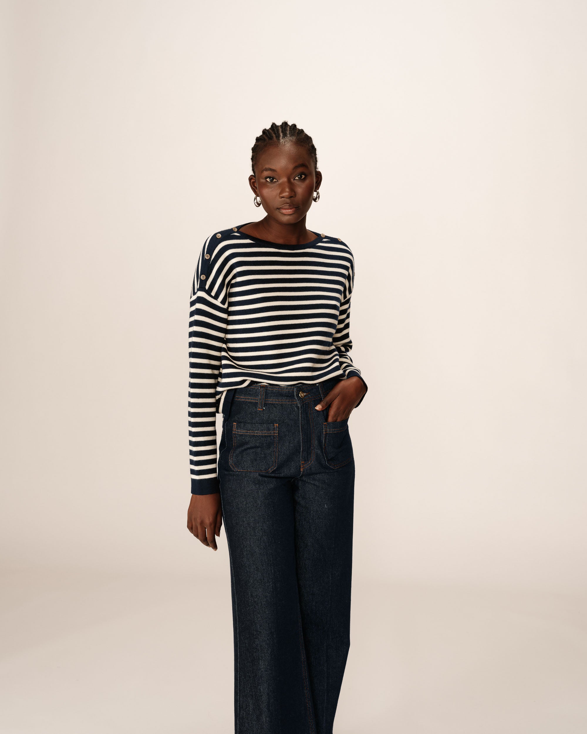 Striped sweater navy Pachamama_12897