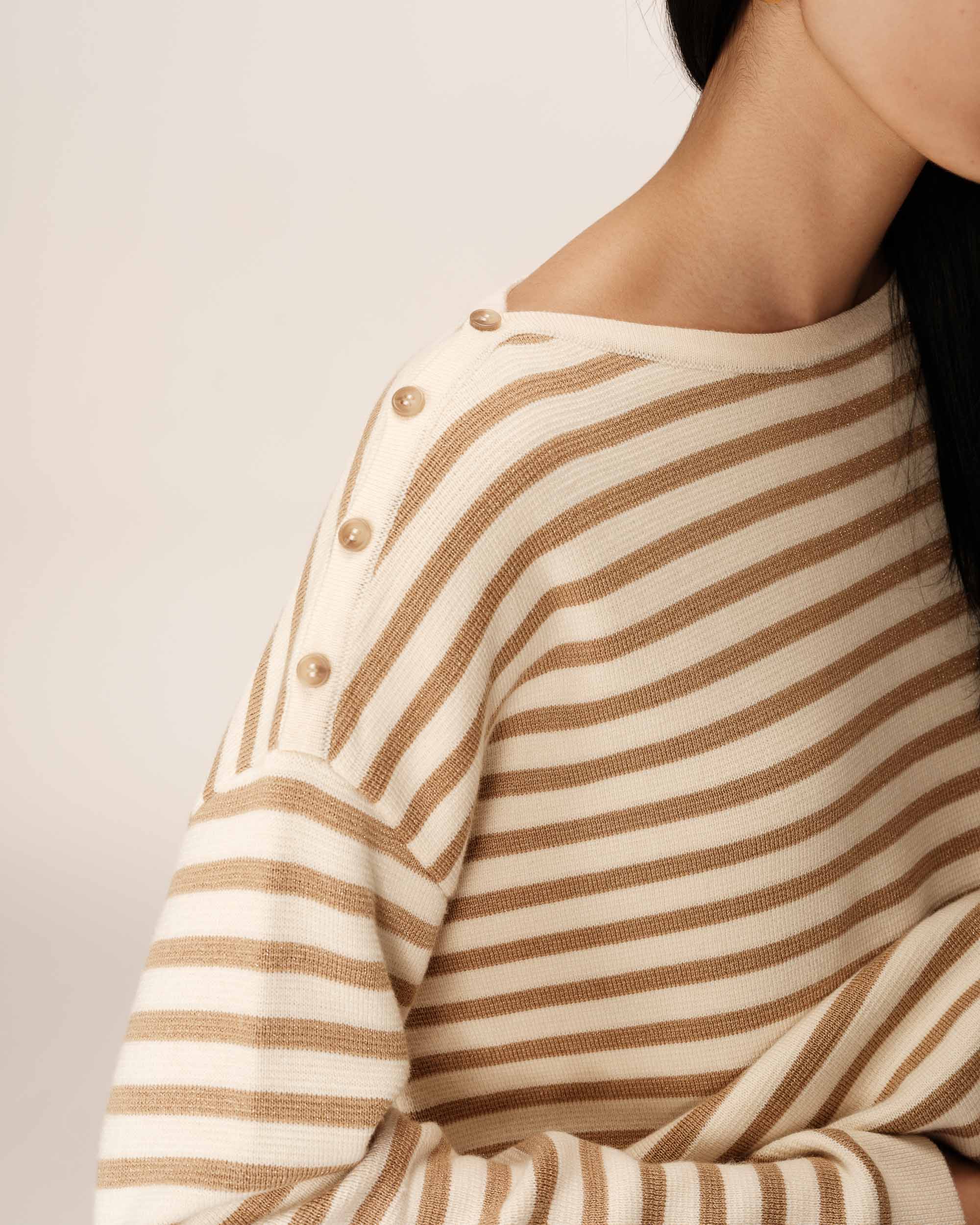 Striped sweater gold Pachamama_12897