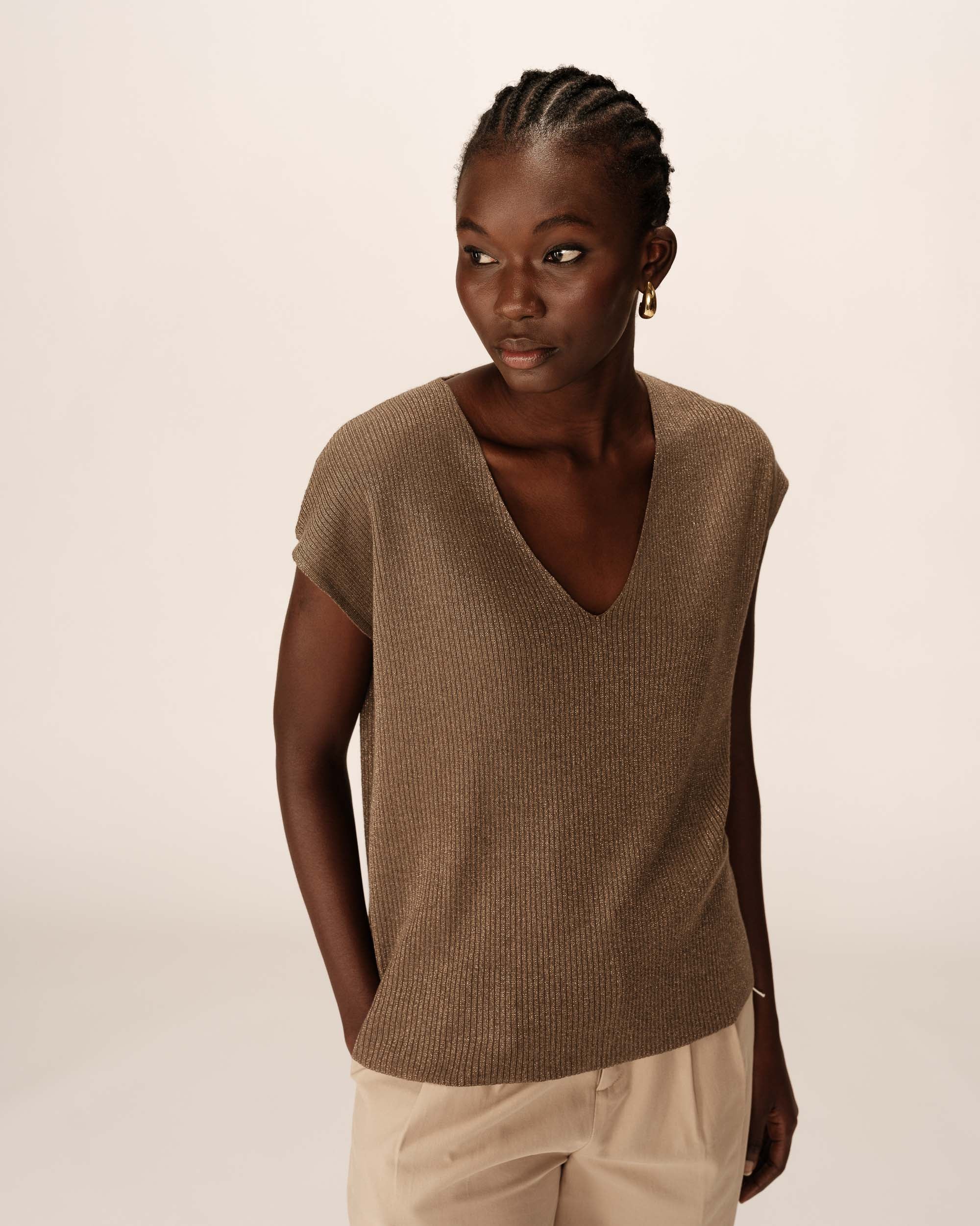 Lurex sweater khaki Pacino_12876