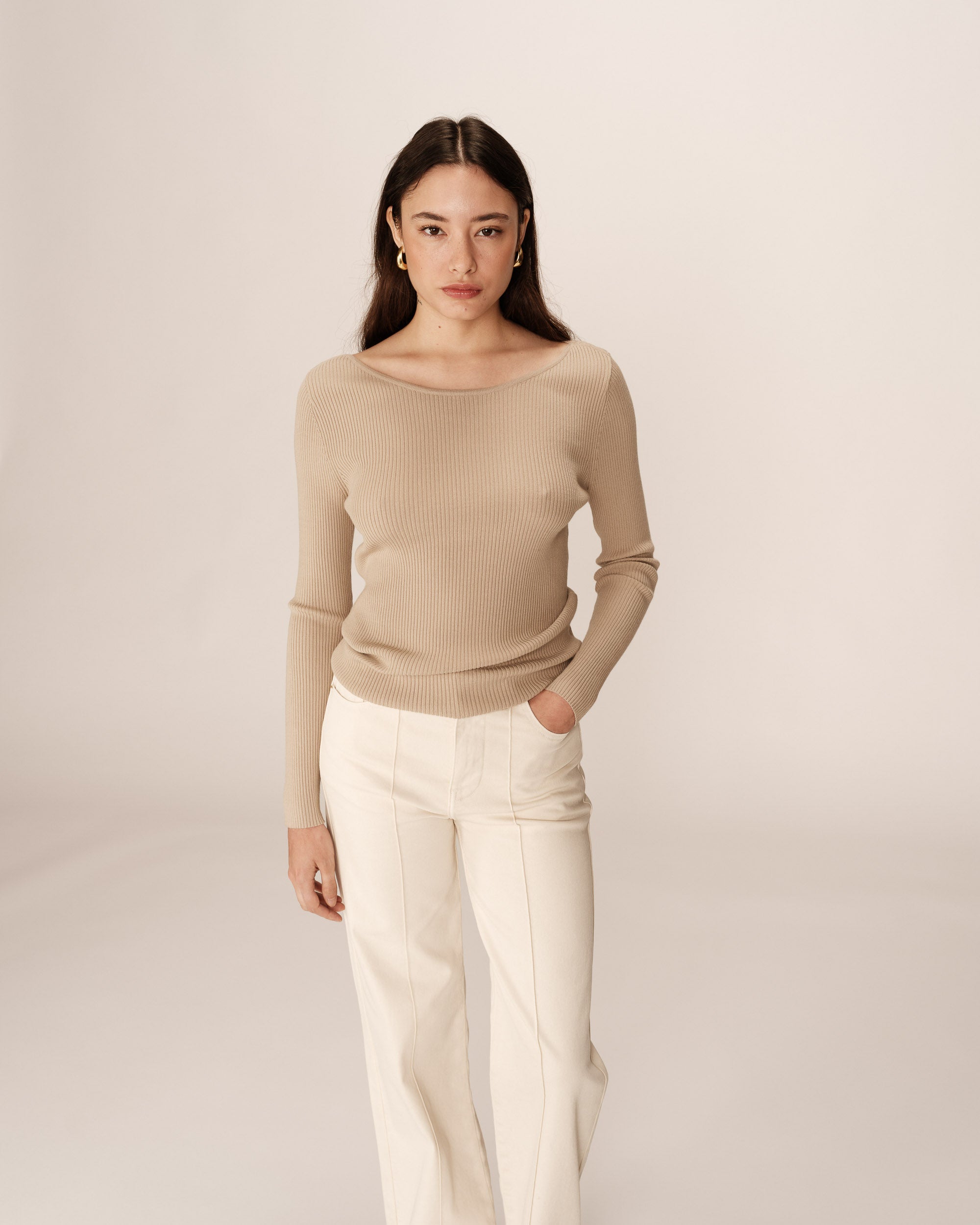 Fine knit sweater beige Pacome_12868