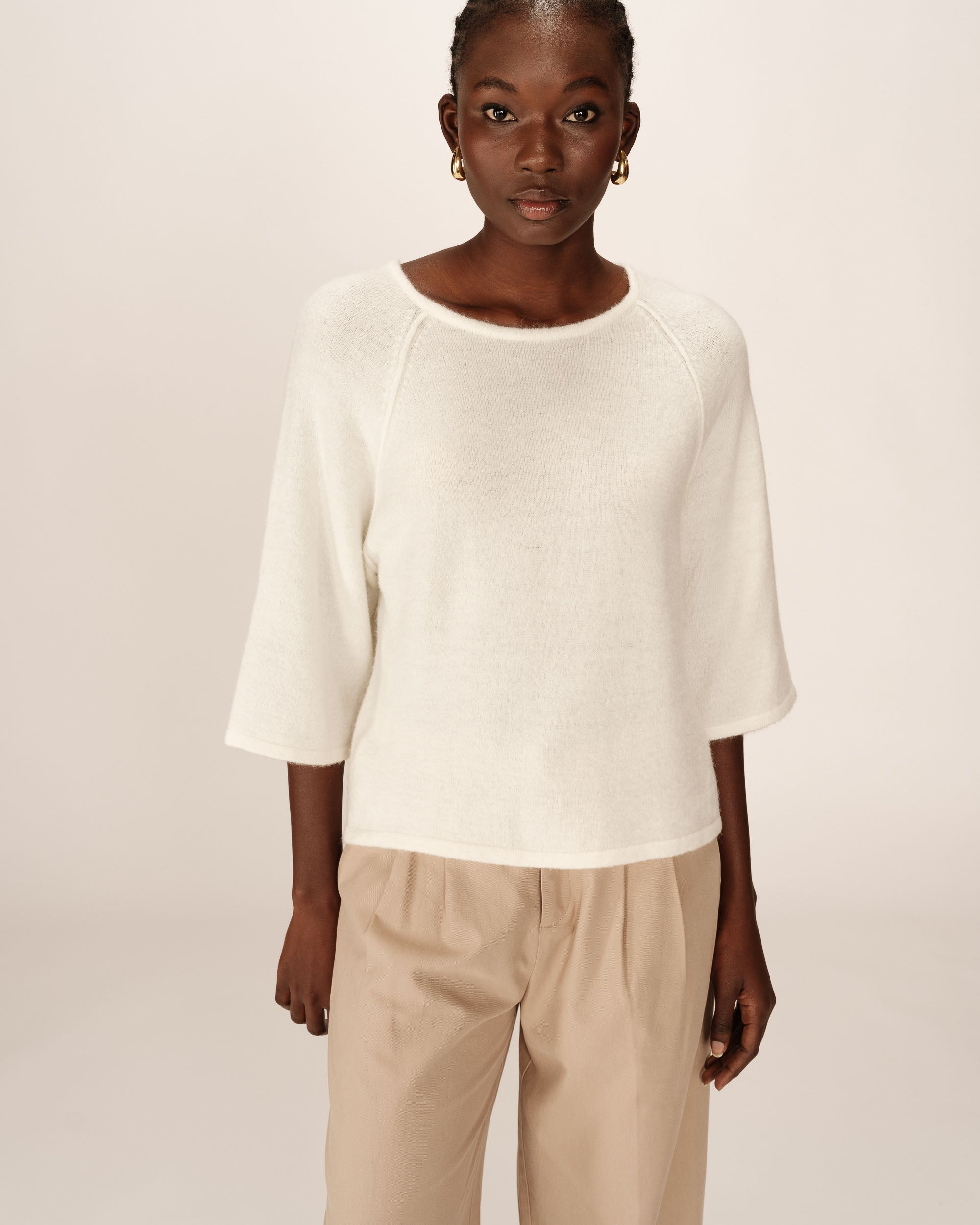 Wool and mohair sweater ecru Paco_13165