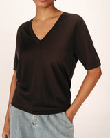 Fine knit v-neck top anthracite Padoue_12892