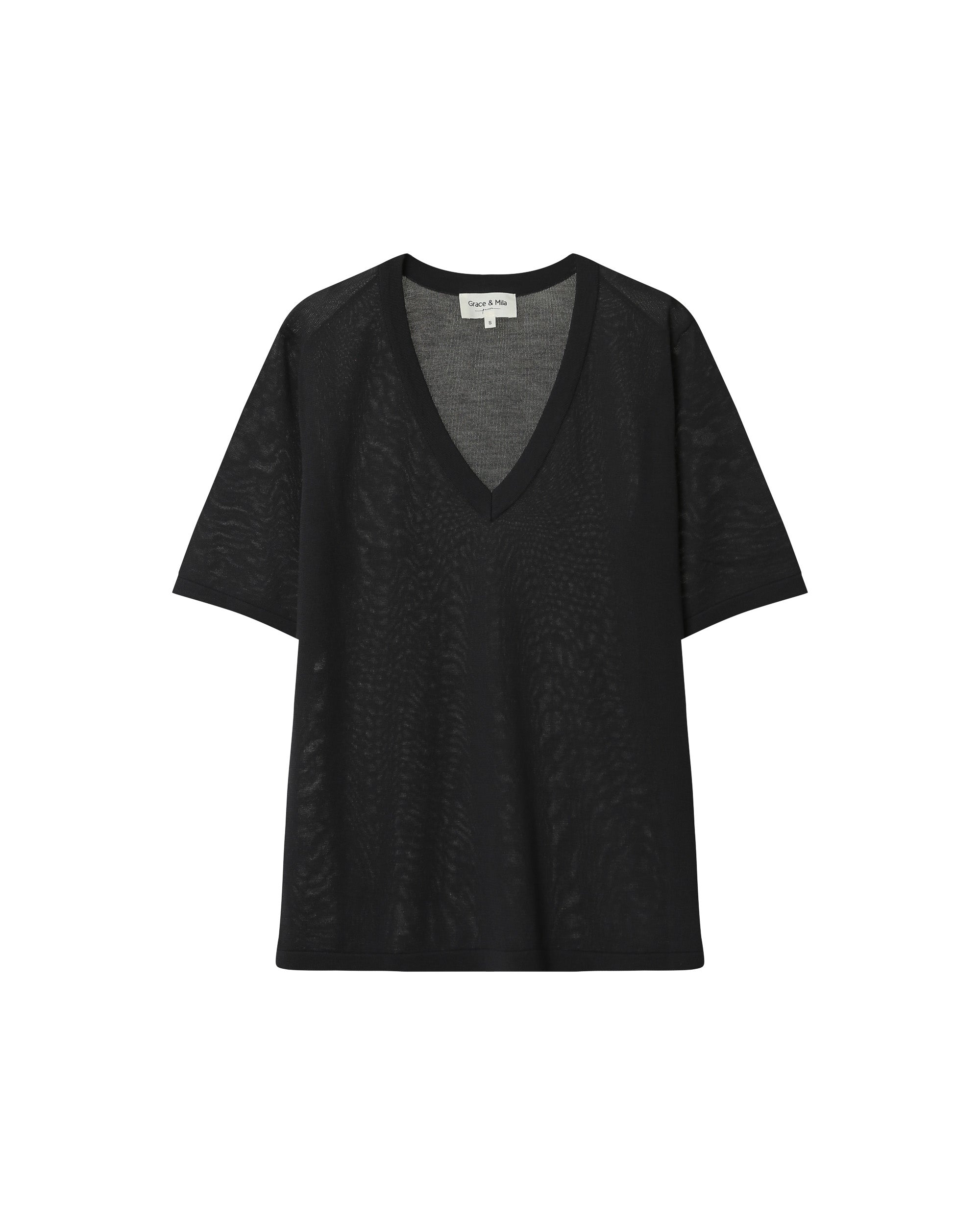 Fine knit v-neck top anthracite Padoue_12892