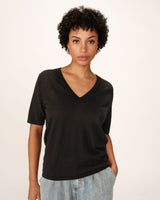 Fine knit v-neck top anthracite Padoue_12892