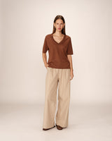 Fine knit v-neck top chocolatee Padoue_12892