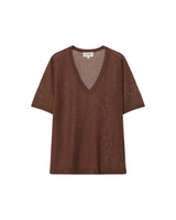 Fine knit v-neck top chocolatee Padoue_12892