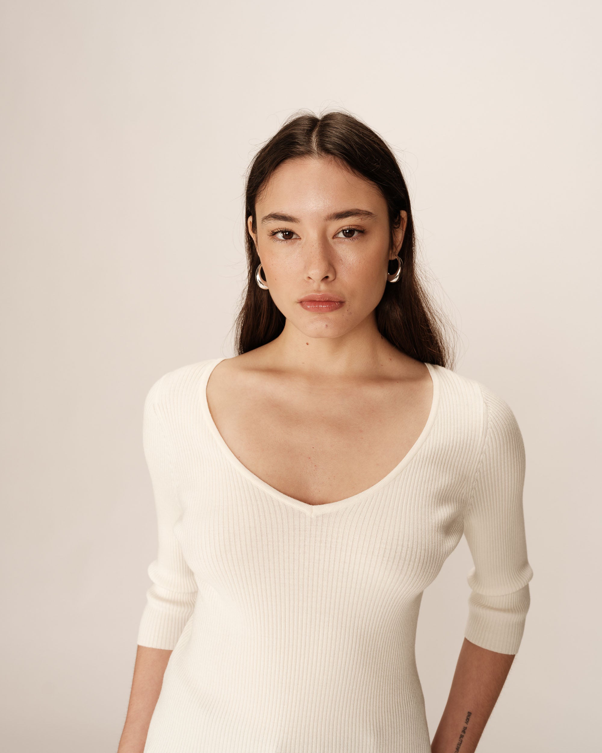 3/4 sleeve sweater ecru Paige_12867