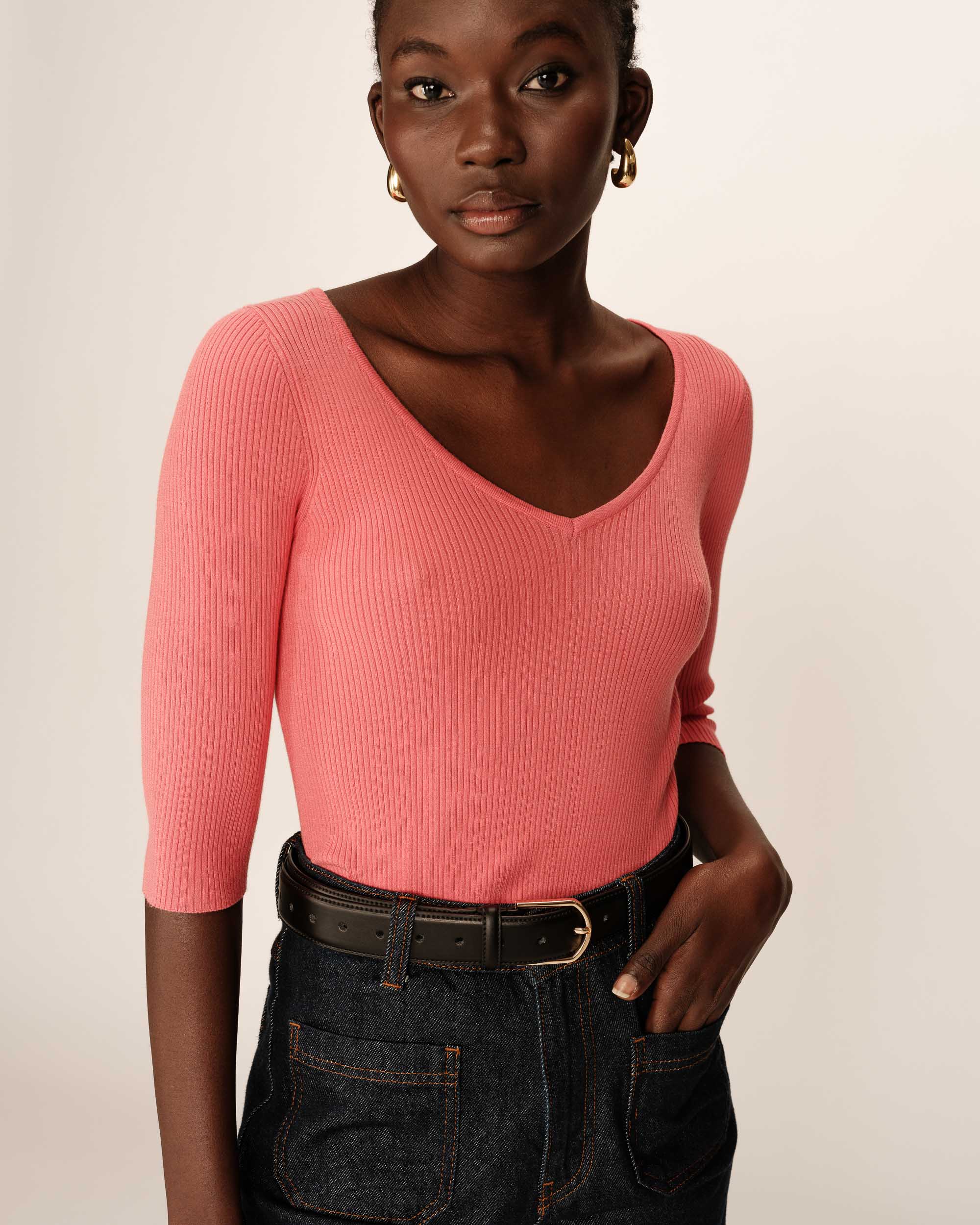 3/4 sleeve sweater pink Paige_12867