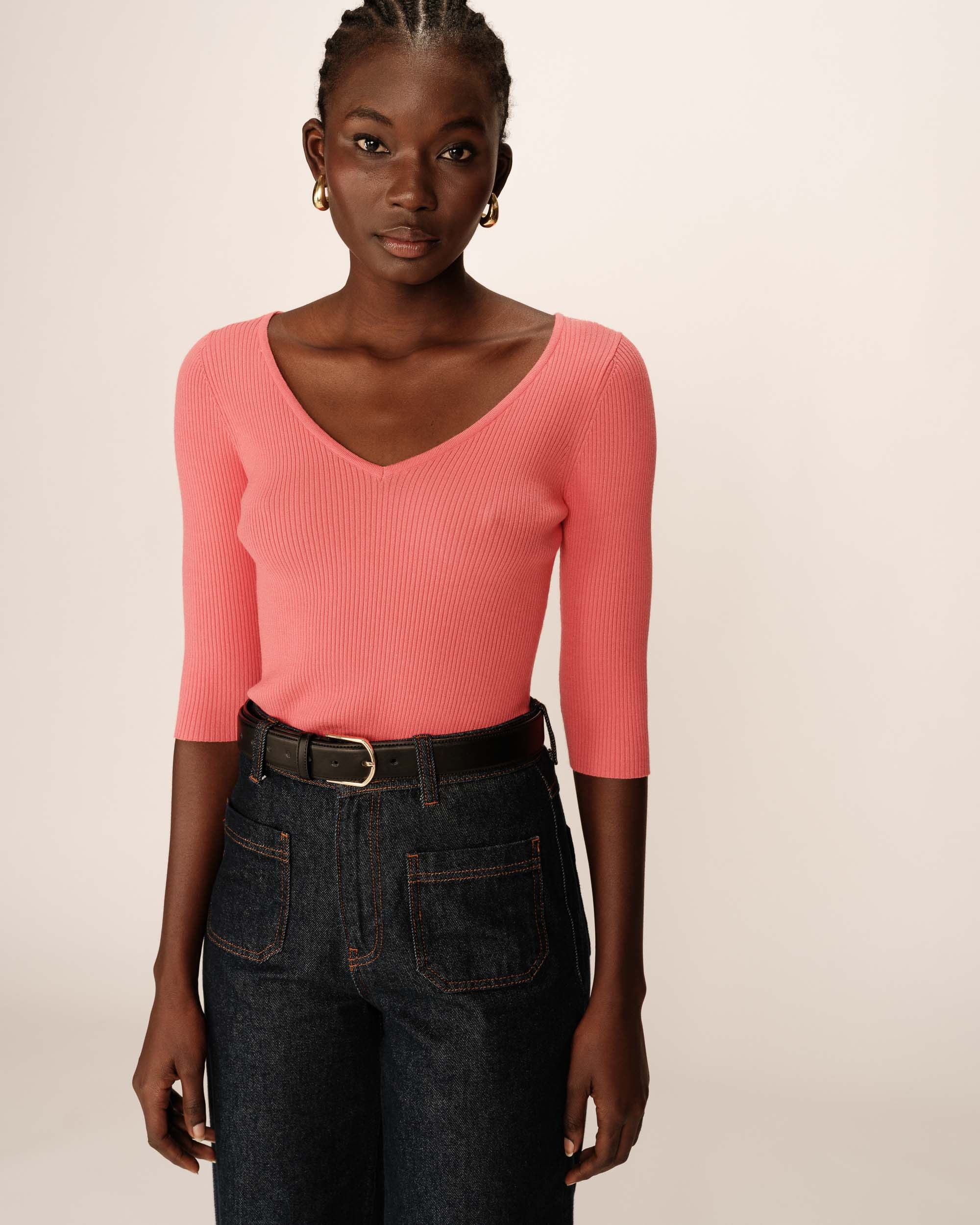 3/4 sleeve sweater pink Paige_12867